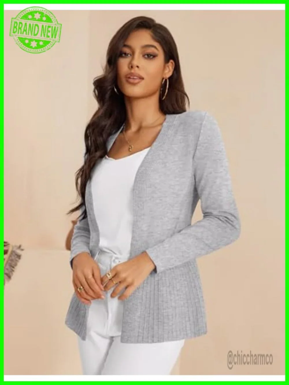 Women's Lightweight Ribbed Knit Open Front Cardigan - Viscose Blend